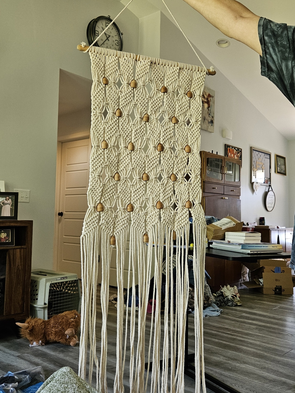 Handmade Cream Macramé Wall Hanging with Wooden Beads - Brand